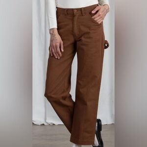Ali Golden Copper Brown Straight-Leg Utility Pants